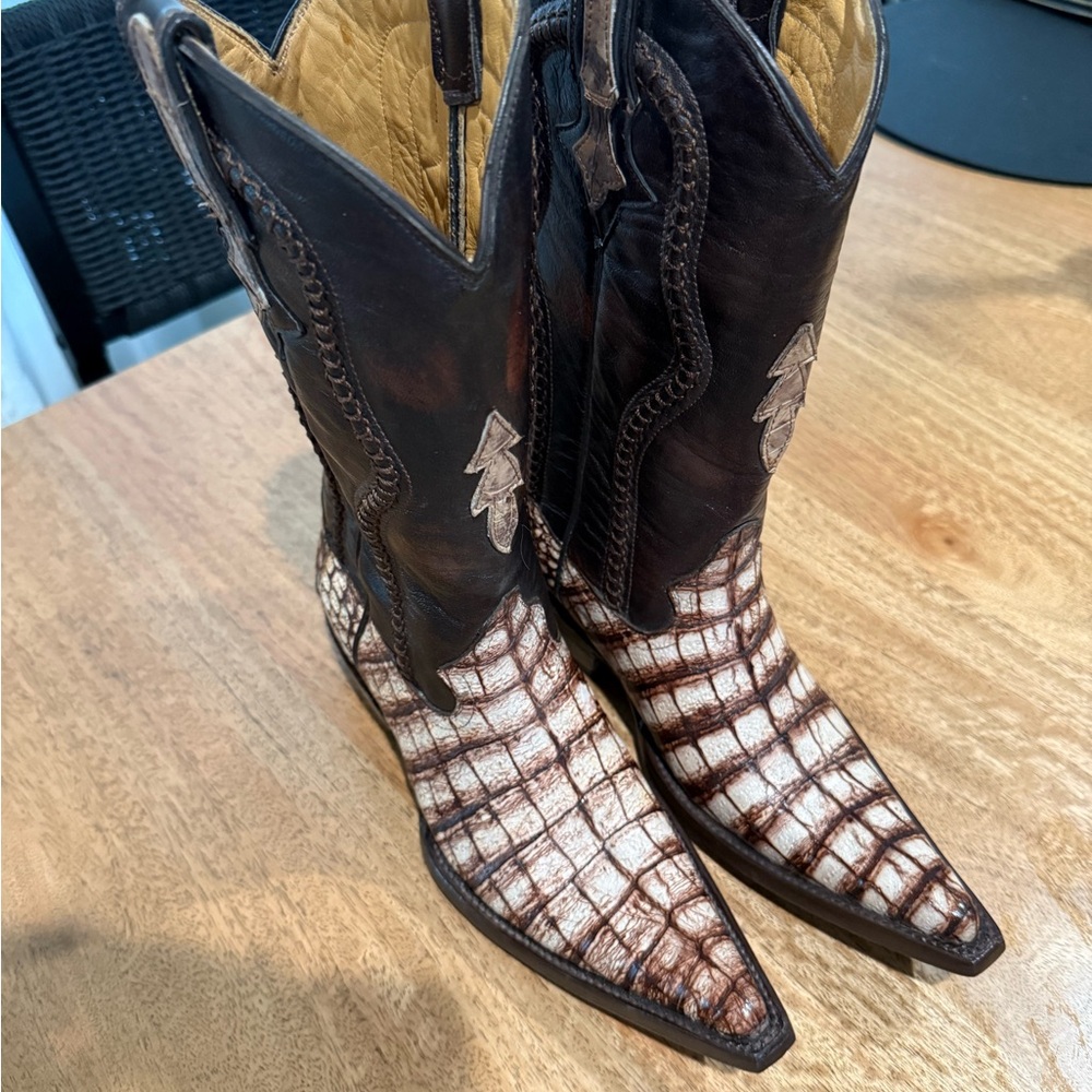 Brown and White Western Cowboy Boots